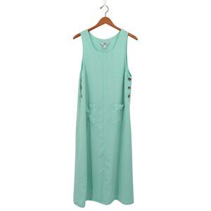 Amy K Su AKS Tencel Pinafore Jumper Maxi Buttoned Pockets Mint Green Dress M